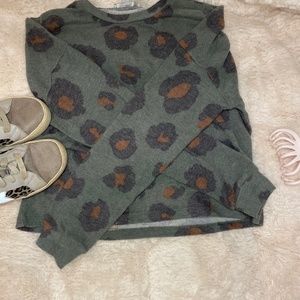Green cheetah print sweater
